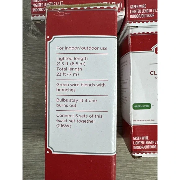 Christmas Holiday Time 100 Clear Mini Lights Green Wire 23 FT (7 m) Lot of 4 New - Picture 5 of 8